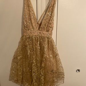 Gold sequins baby doll dress